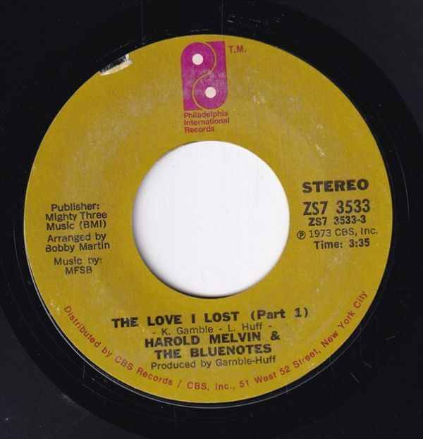 Harold Melvin & The Bluenotes - The Love I Lost Pt.1 / Pt.2 (A) SF-CH483_画像1