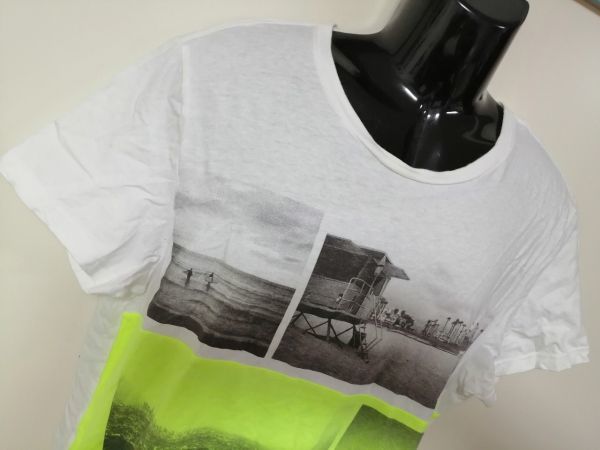 kkyj2394 ■ AMERICAN EAGLE OUTFITTERS ■ アメリカンイーグルアウトフィッターズ Tシャツ カットソー トップス 半袖 白×黄 L_画像5