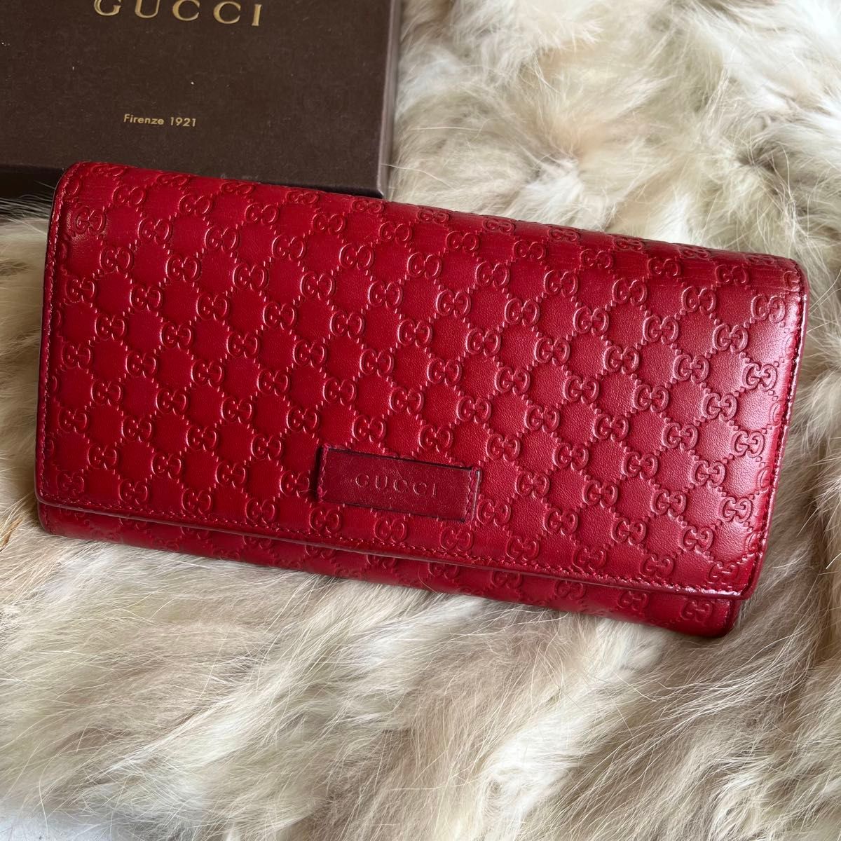 ◆極美品◆GUCCI 長財布　赤　マイクロシマレザー　GG 人気