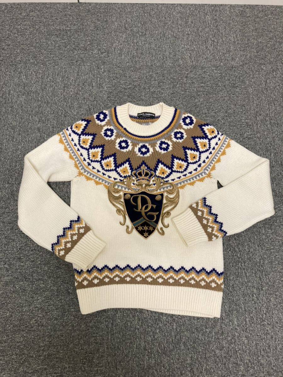 * beautiful goods Dolce & Gabbana white embroidery knitted sweater *