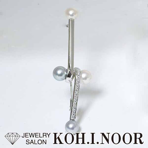 【売り切り御免!】 アコヤパール タサキ 7.0mm~7.5mm 真珠 パール TASAKI ブローチ 0.13ct ダイヤモンド (一部着色) その他