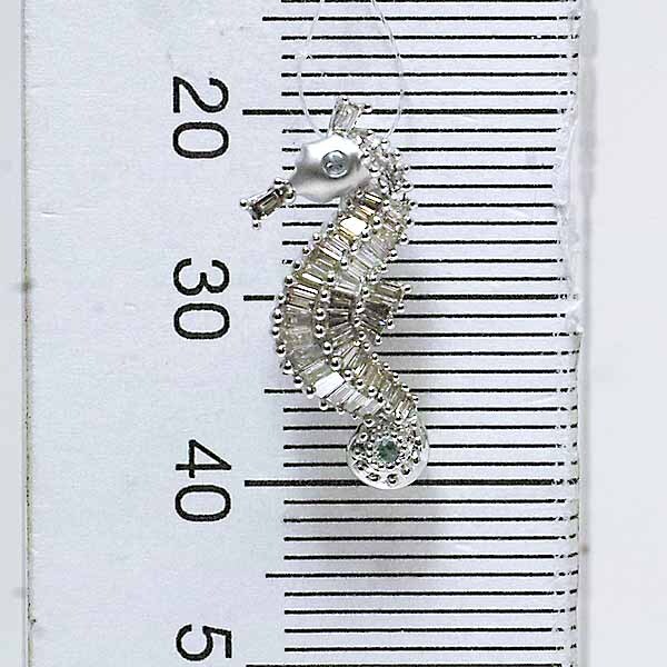 トルマリン 0.02ct ダイヤモンド 0.31ct 18金ホワイトゴールド K18WG ペンダント トップ タツノオトシゴの画像5
