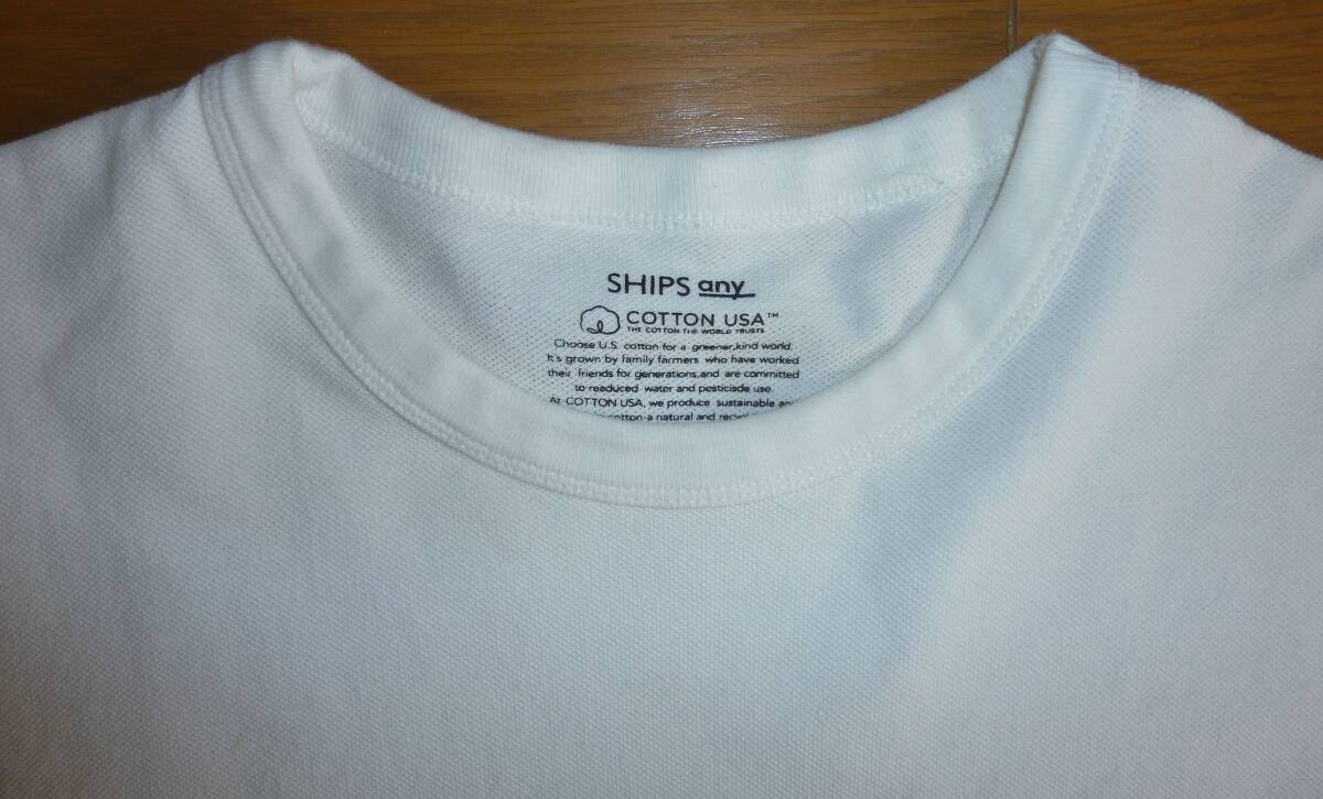 **SHIPS any USA cotton big Silhouette kanoko camp pocket T-shirt white size L unisex both side pocket **