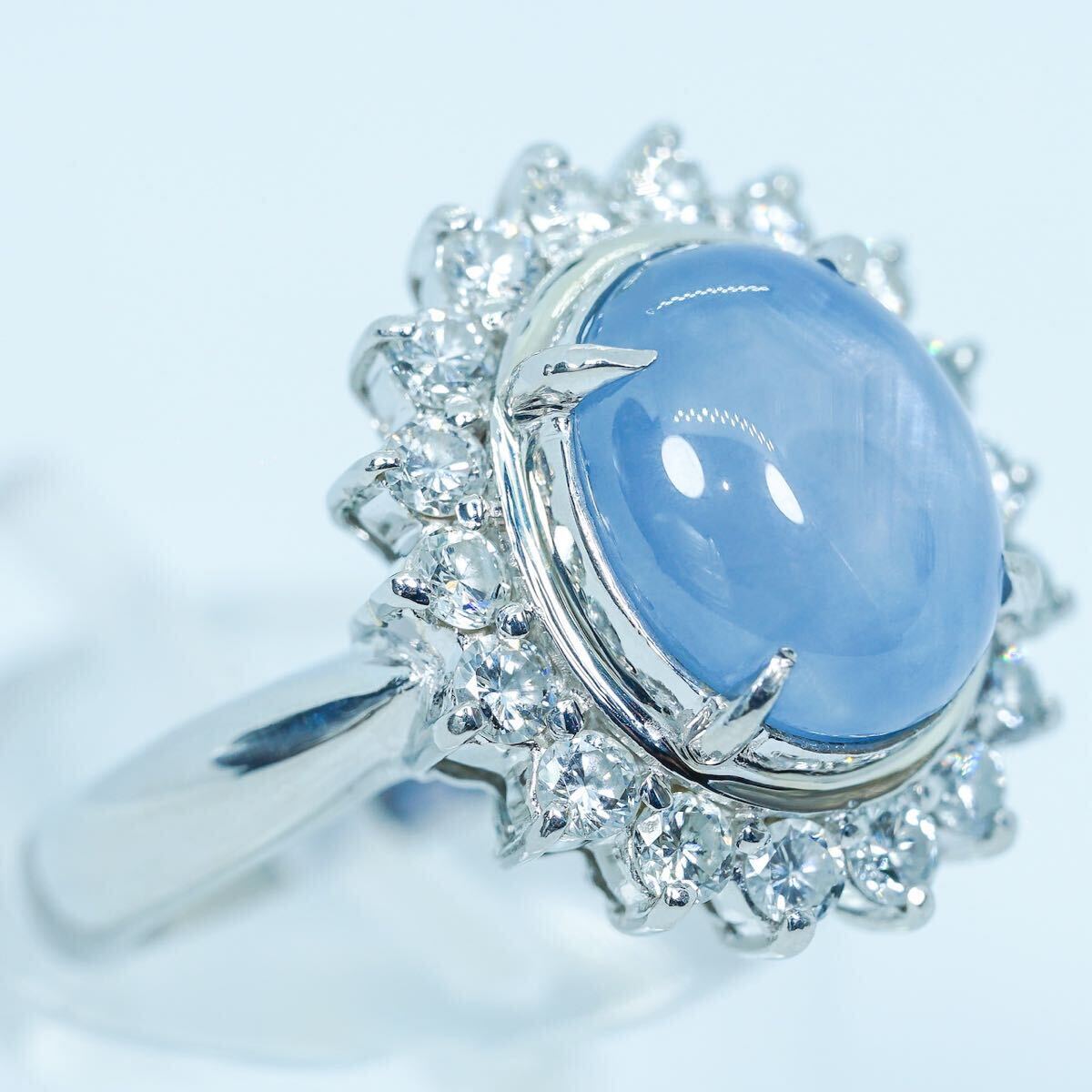 *1 иен старт! оценка есть [6.20ct&0.56ct]PT900 8.3g #9 платина женский крупный натуральный Star сапфир diamond StarSapphire Diamond Ring кольцо 