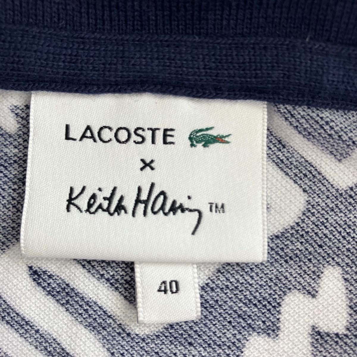 LACOSTE×Keith Haring ラコステ キースヘリング　半袖ポロシャツ　ネイビー　レディース　サイズ40　【USED】