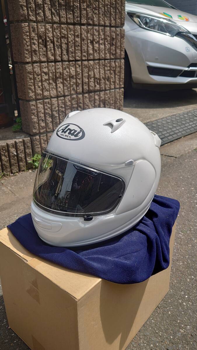 Arai アライ Quantum-J クアンタムJ フルフェイスヘルメット ホワイト Lサイズ 2017年製造 再出品の画像3