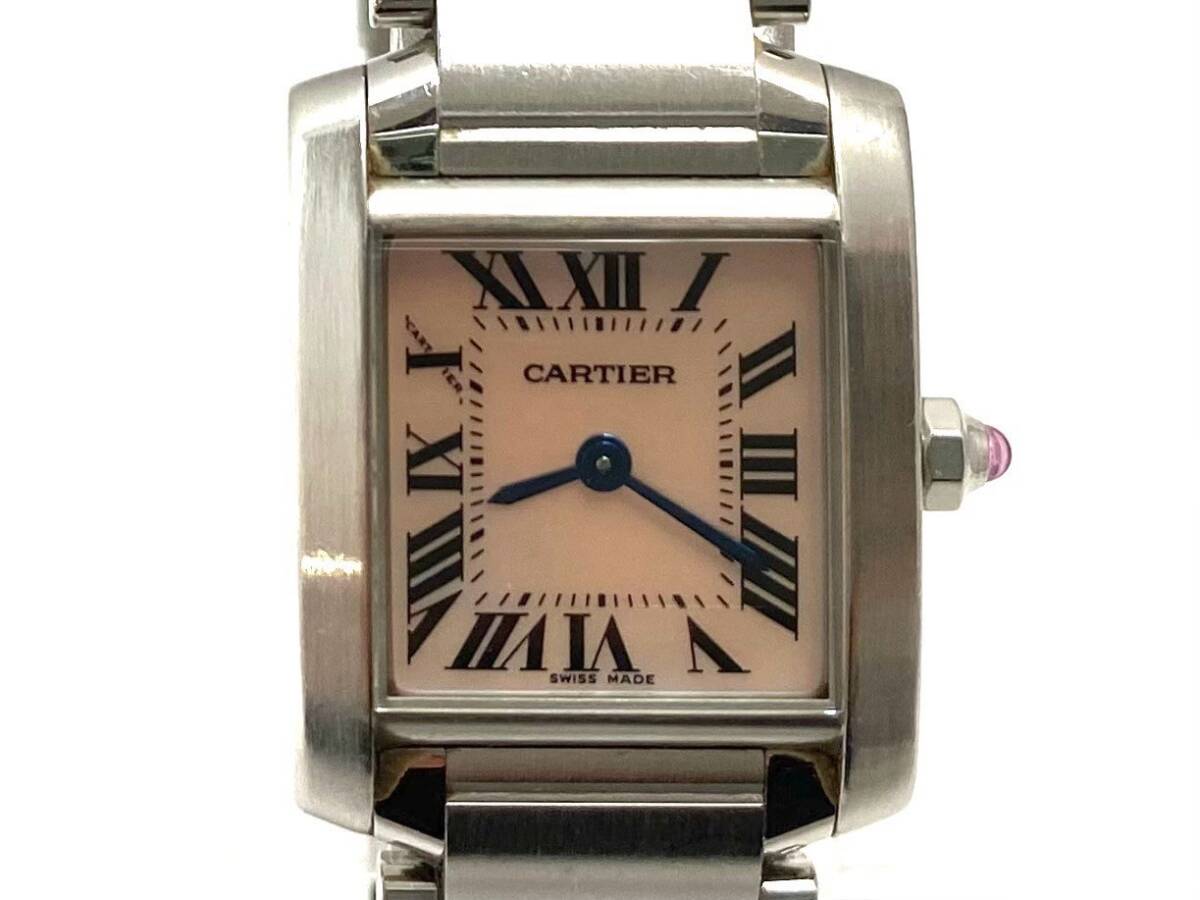 Cartier/カルティエ タンクフランセーズSM 2384 CAL.057 クォーツ ピンクシェル文字盤 ローマン レディース腕時計 (47160S1)の画像3