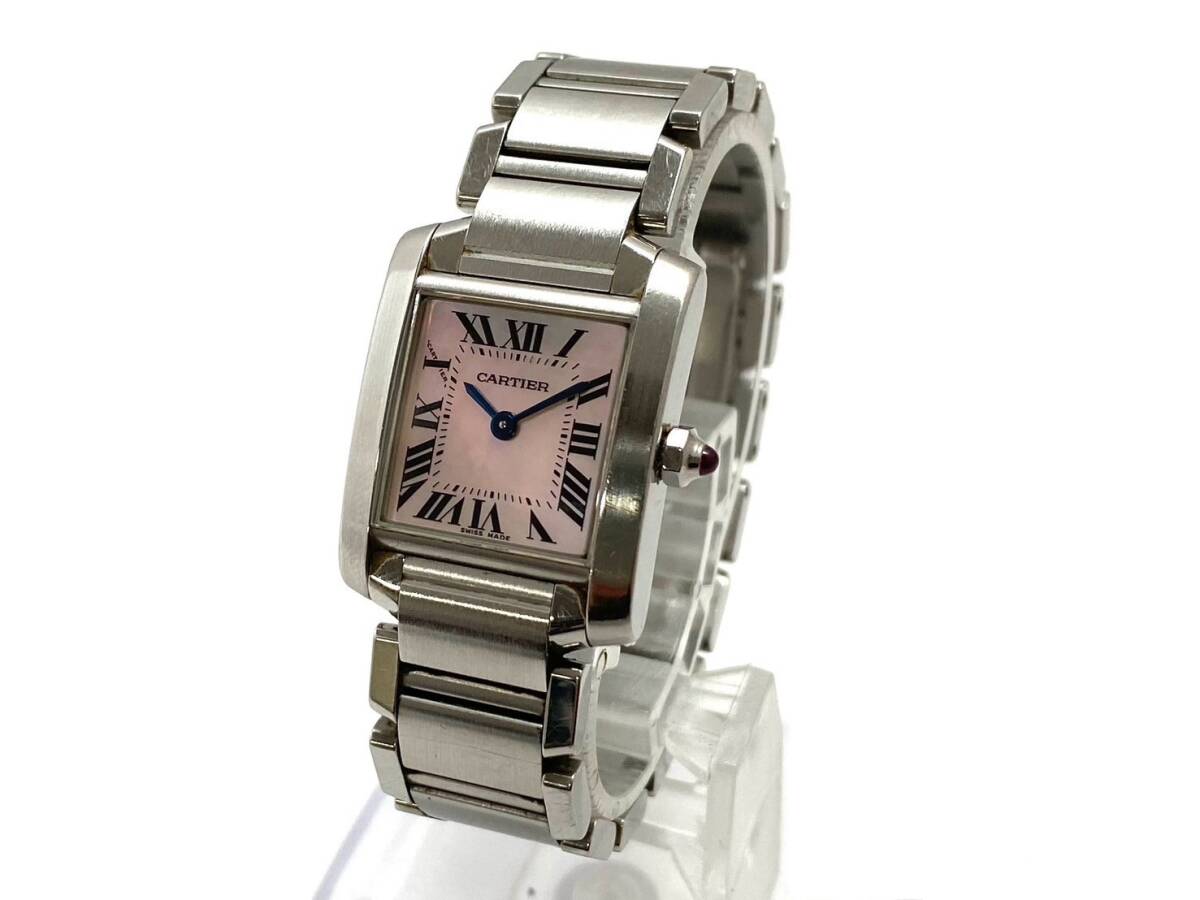 Cartier/カルティエ タンクフランセーズSM 2384 CAL.057 クォーツ ピンクシェル文字盤 ローマン レディース腕時計 (47160S1)の画像1