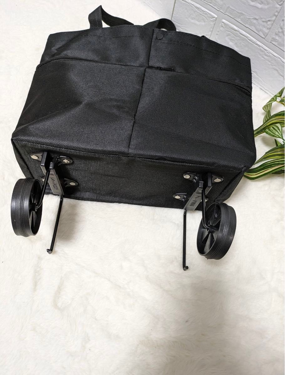 【ブラック】ショッピングカート キャスター付き 折り畳み エコバッグ トートバッグ 黒の画像8