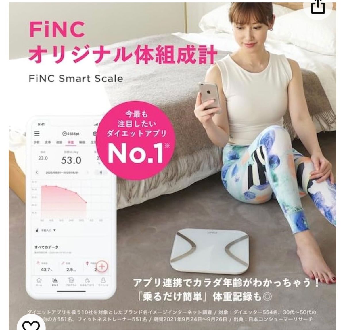 【未使用新品】FiNC（フィンク）  体重計  オリジナル体組成計SmartScale iPhone&Android対応 