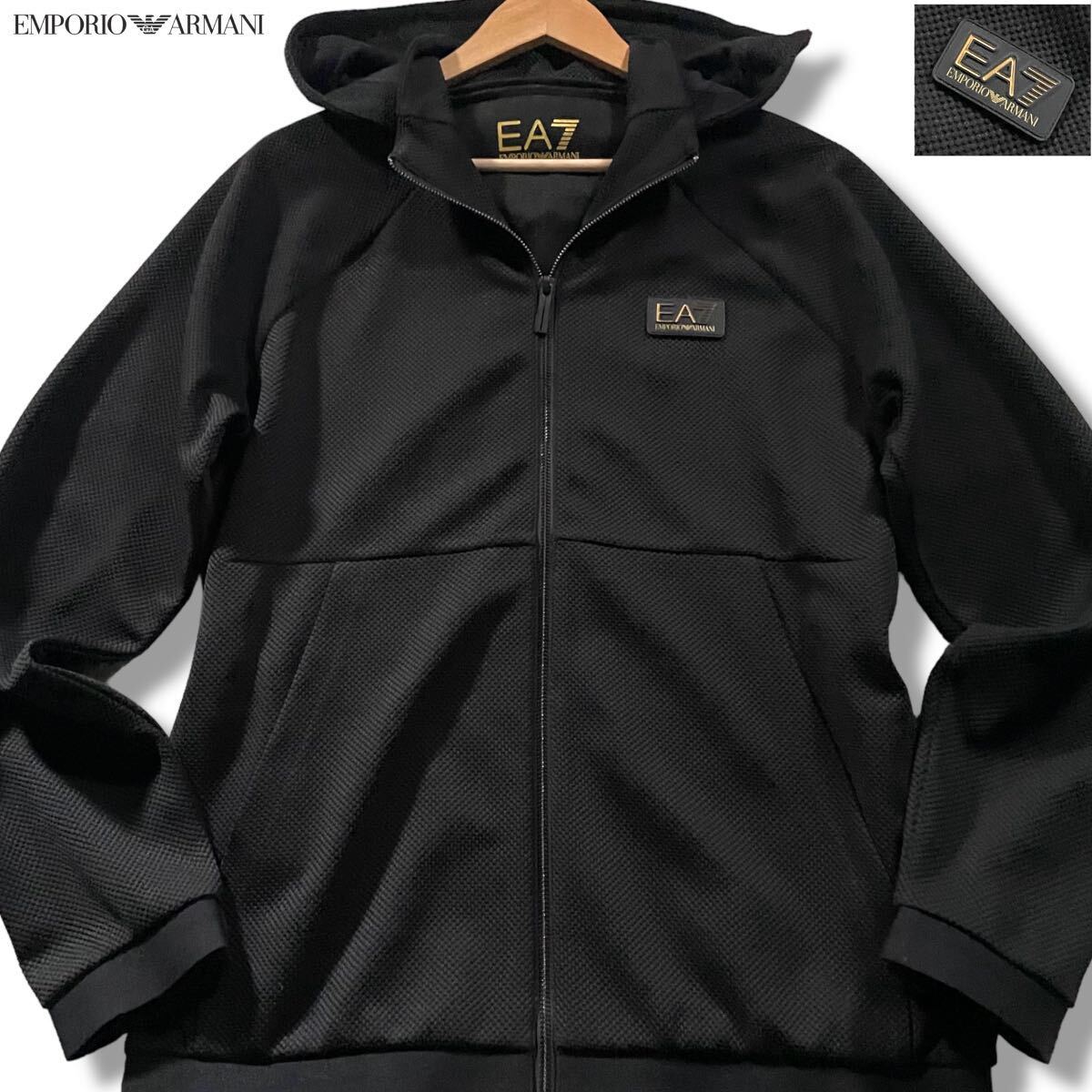  unused class /XL corresponding * Emporio Armani Zip Parker hood jacket EMPORIO ARMANI mesh manner ventilation * unevenness EA7 Gold Logo 