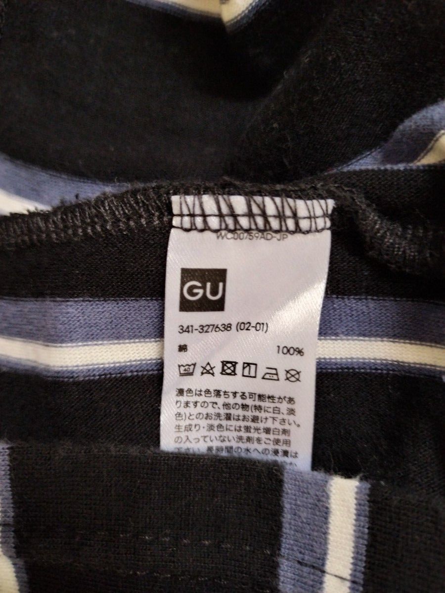 【美品】GU  ストライプ　半袖Tシャツ　Sサイズ 