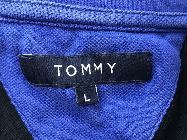 TOMMY トミー メンズ ロゴ刺繍 半袖ポロシャツ L 黒青_画像2