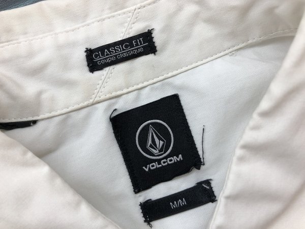 VOLCOM メンズ ワンポイント刺繍 胸ポケット 半袖シャツ M 白_画像2