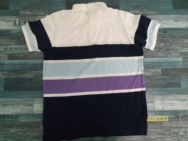 NIKE GOLF ナイキ ゴルフ メンズ DRI-FIT ボーダー 半袖ポロシャツ 大きいサイズ XL 白紺水色紫の画像3