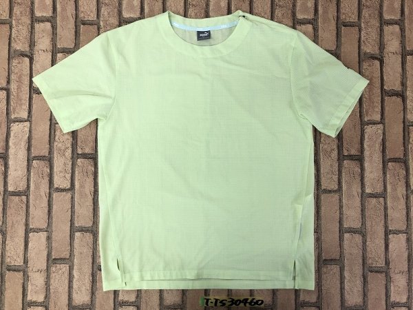 PUMA プーマ メンズ 透け チェック メッシュ 半袖Tシャツ M ライトグリーンの画像1