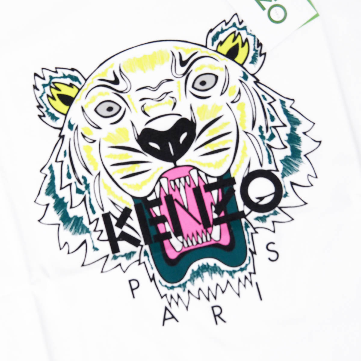 新品正規品 KENZO ケンゾー タイガー ロゴ プリント メンズ ユニセックス 半袖 クルーネック Tシャツ ホワイト size XL e-310の画像3