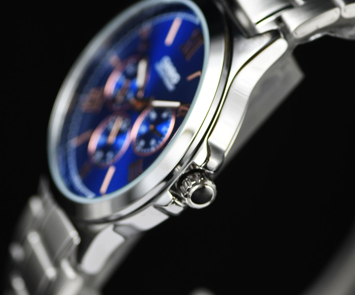新品 逆輸入カシオ 新品 ブルーメタリック＆ローマ数字 30m防水 最新モデル マルチファンクション 腕時計 CASIO メンズ 本物 日本未発売の画像5