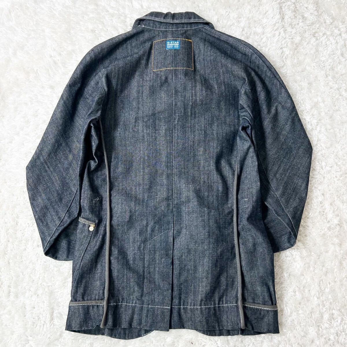 美品!!L相当!!ジースター ロウ デニム テーラードジャケット アンコン Gジャン オーガニックコットン G-STAR RAW メンズ M ロゴ 刺繍_画像7