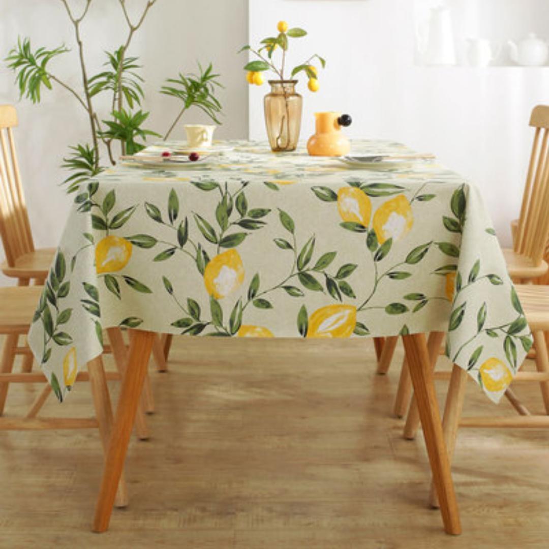 [140×180] lemon pattern table cover tablecloth Northern Europe water repelling processing . oil rectangle yellow yellow color stylish easy feeling of luxury interior dining table 