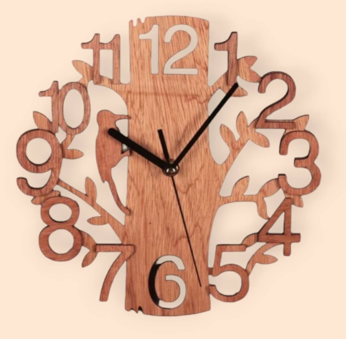 時計 鳥 掛け時計 壁掛け 木 自然 リビング ナチュラル 北欧  おしゃれ 静音 ウォールクロック 木製 オシャレ の画像1