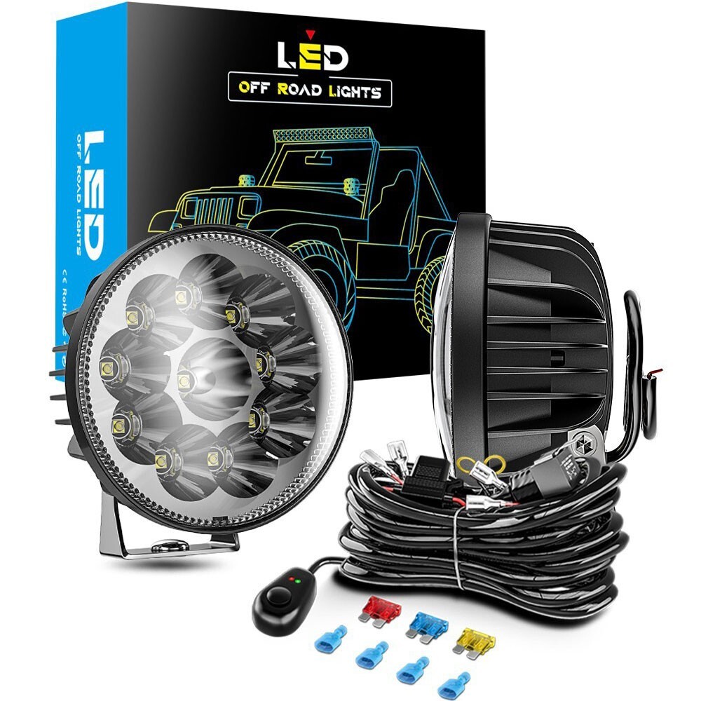 送料無料☆ 作業灯 ホワイト CREE ワイヤーハーネスキット付き 12V ジープ ジムニー ボート 2個 新発売!! LED ワークライト 30W 4インチ_画像9