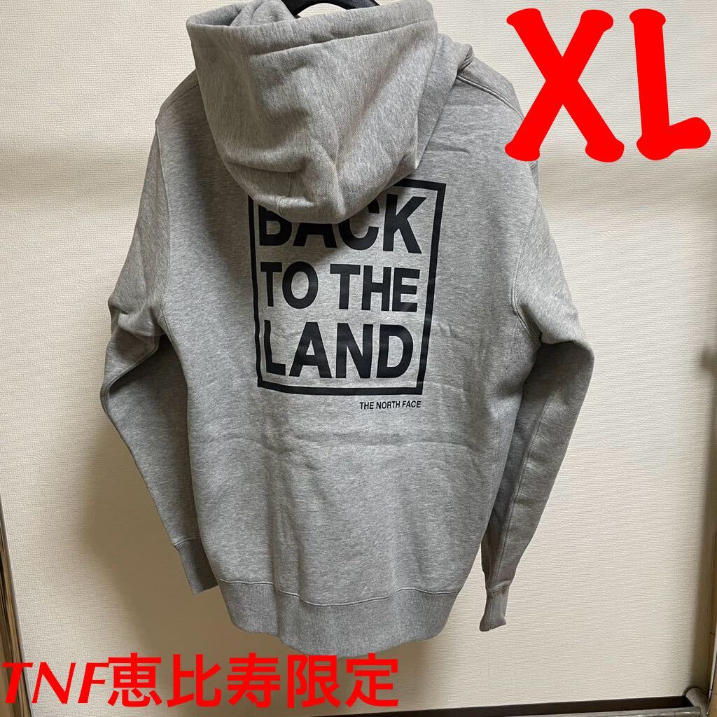 ノースフェイス 恵比寿限定フーディ【Back To The Land Hoodie】グレー【XLサイズ】直営店限定 パーカー スタンダード【新品未着用】