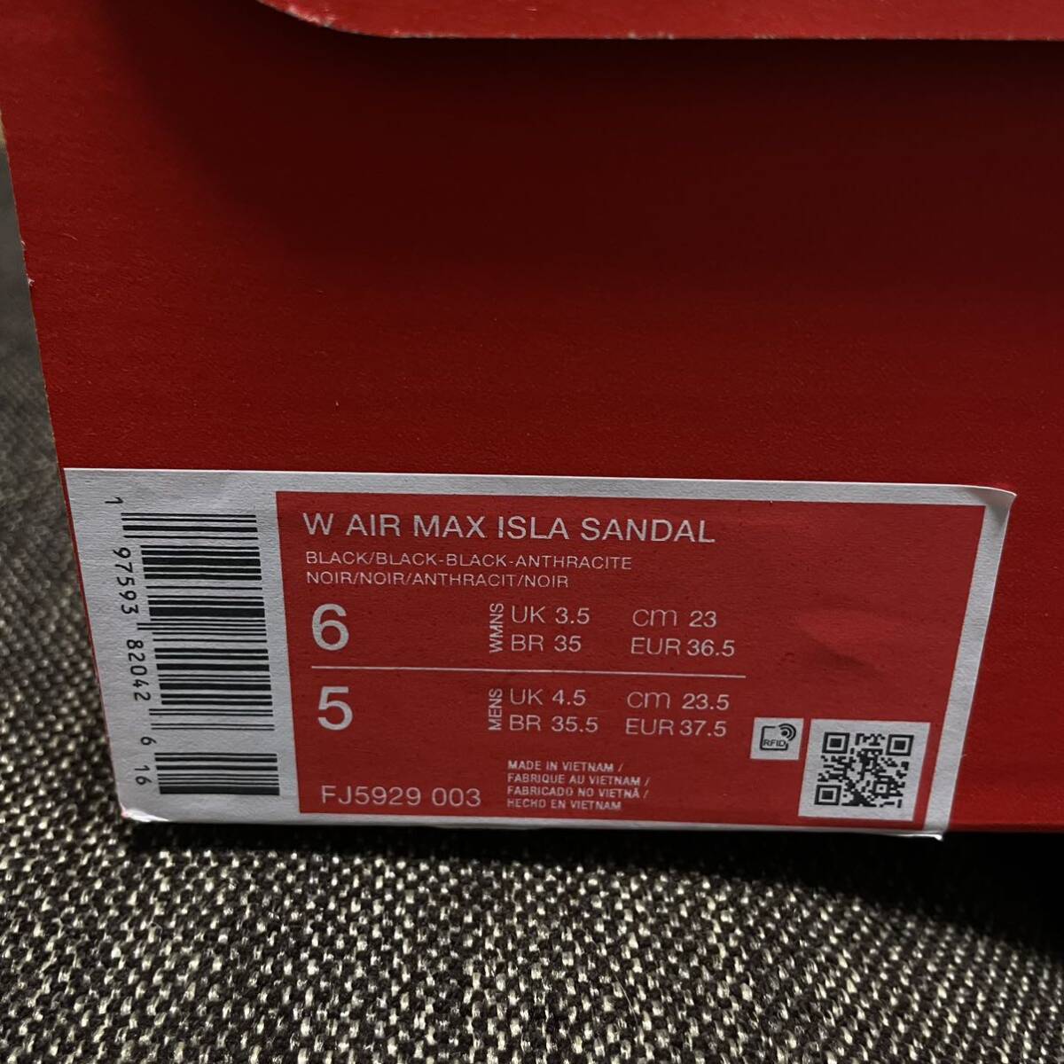 Nike WMNS Air Max Isla Sandal Black/Anthracite【US7 24.0cm】ナイキ ウィメンズ エアマックスアイラ サンダル 黒 希少品 【新品未着用】の画像9