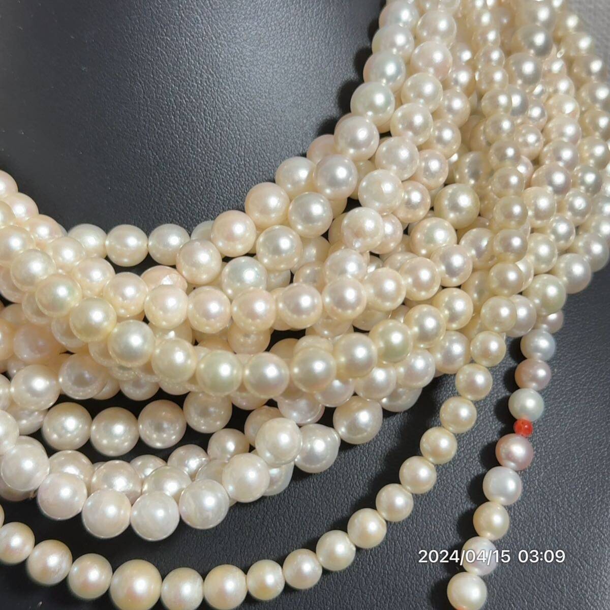 1000円〜　9 まとめ　美品　pearl パール　真珠 本真珠 ネックレス ブレスレット　15本セット　総重量約494g 送料無料　_画像2