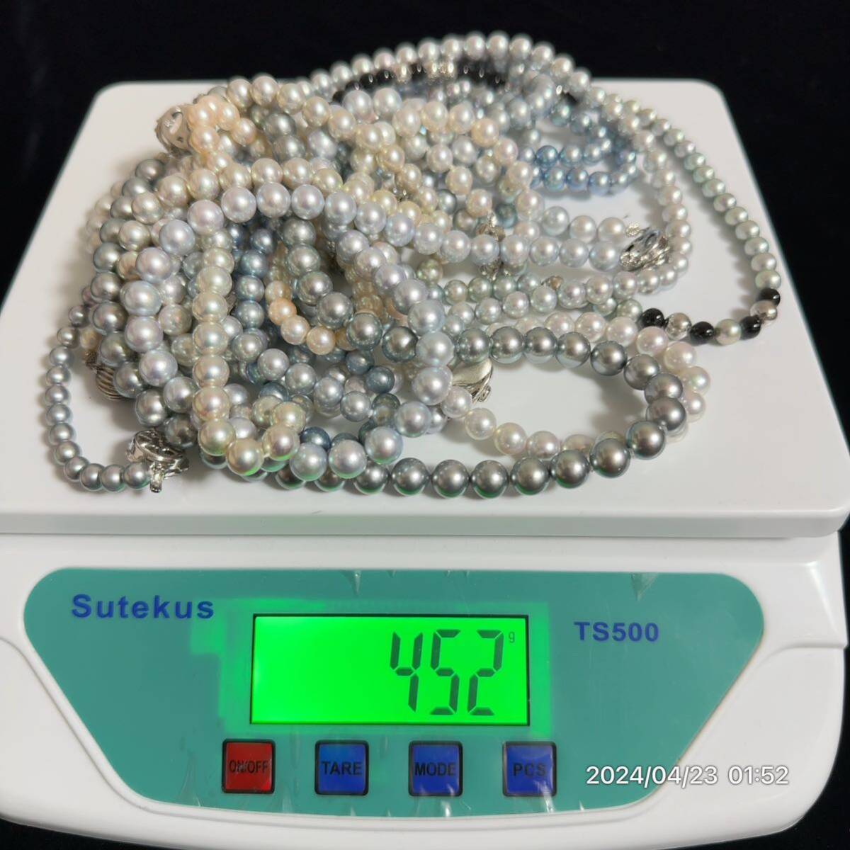 1000円〜 7 まとめ pearl パール 真珠 本真珠 シルバー ブルー系約9mmサイズあり ネックレス 11本セット 総重量約452g 送料無料 の画像9