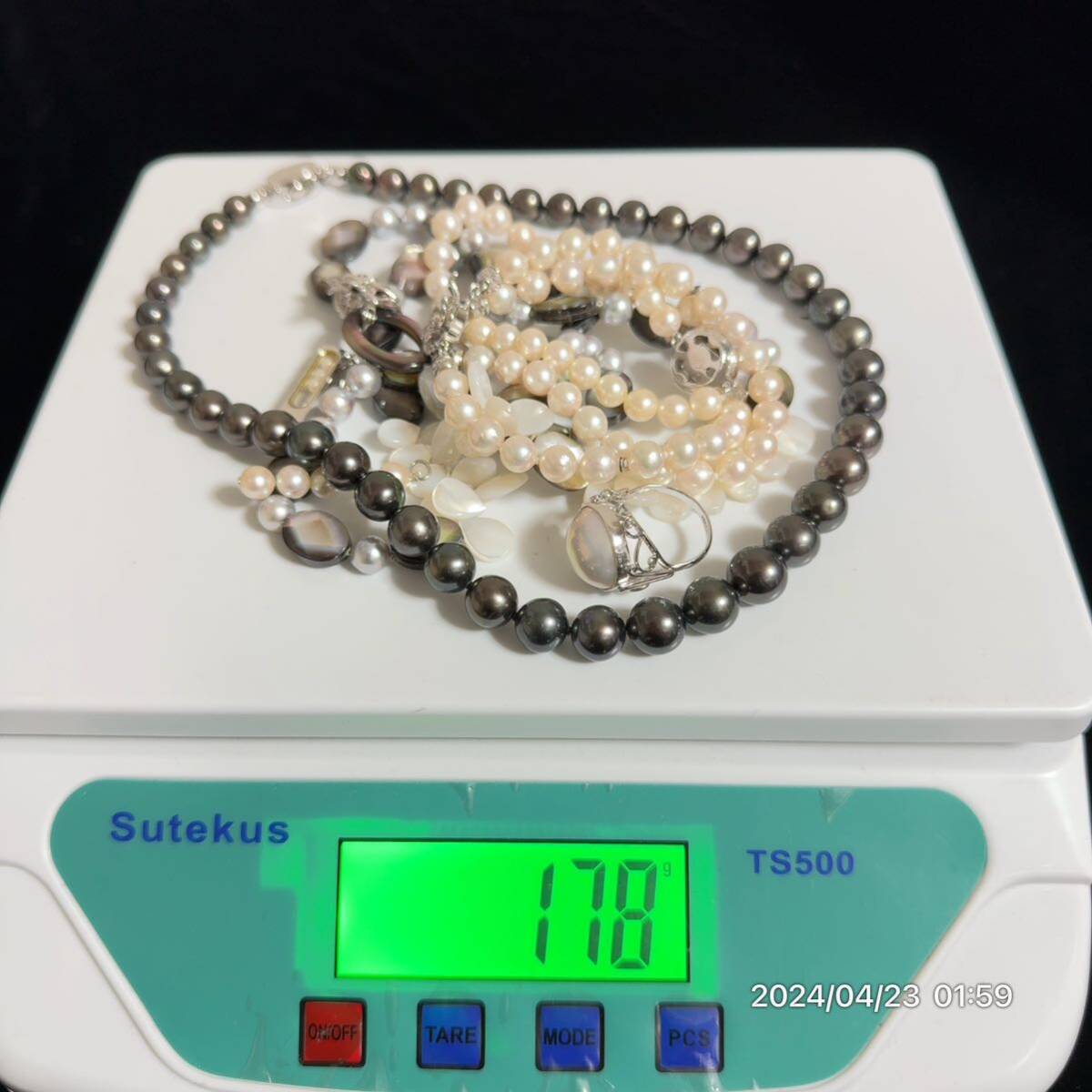 1000円〜　8 まとめ　pearl パール　真珠 本真珠 黒真珠　マベパール　ネックレス　ブレスレット　リング 指輪　総重量約178g 送料無料　_画像10