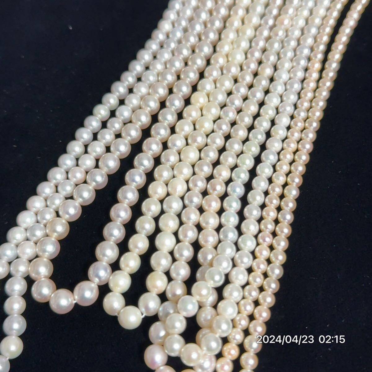 1000円〜 10 まとめ 希少 美品 pearl パール 真珠 本真珠 ロングネックレス 6本セット 総重量約321g 送料無料 の画像3