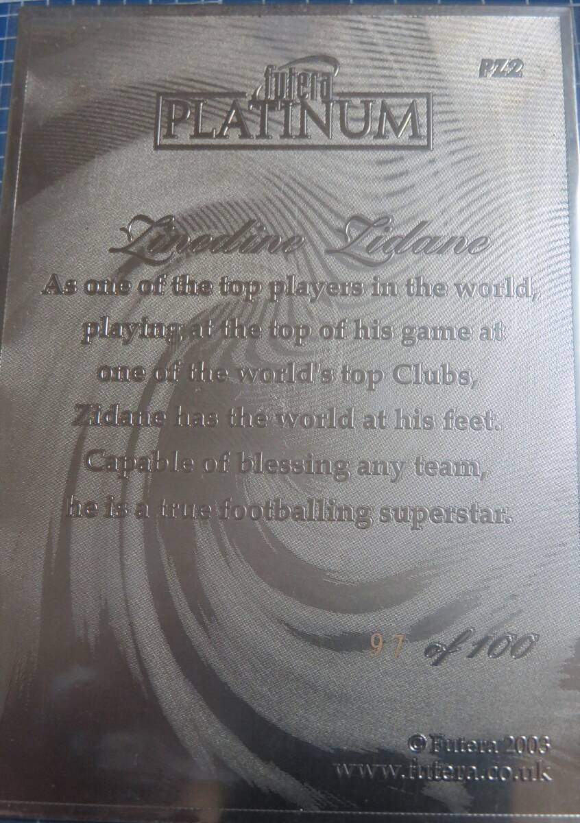 ■FUTERA　2003　Platinum　Redemption　Zinedine　Zidane　ジダン　100枚限定　プラチナムカード　レア_画像2