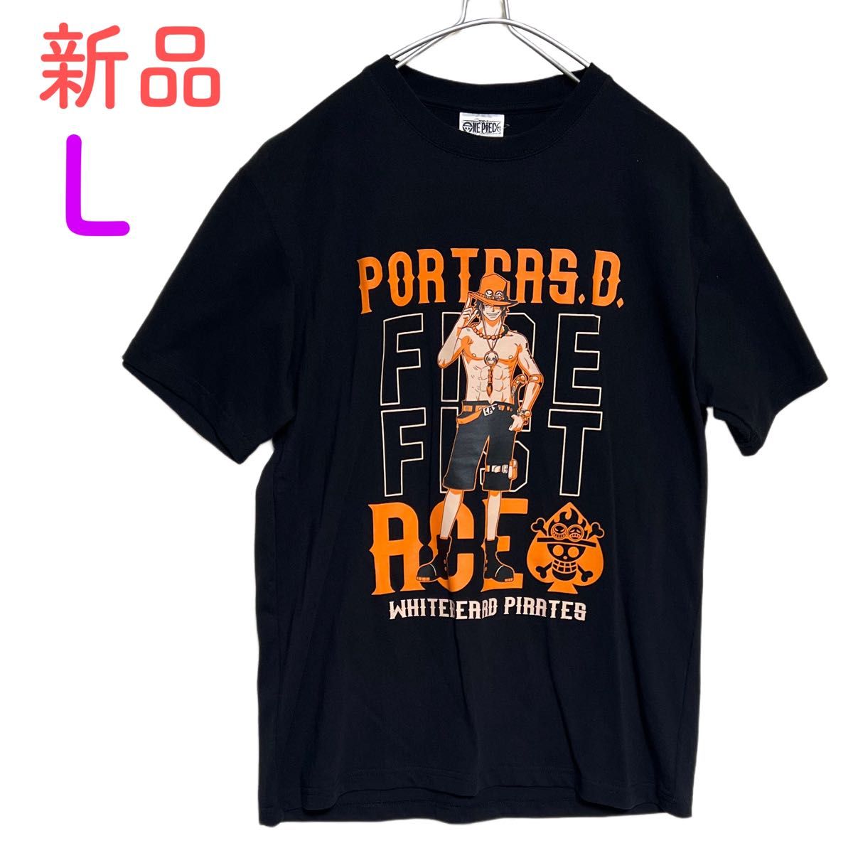 ワンピース Tシャツ 黒 one pice アニメT エース 新品》ONE PIECE ワンピース エース メンズ 半袖 tシャツ