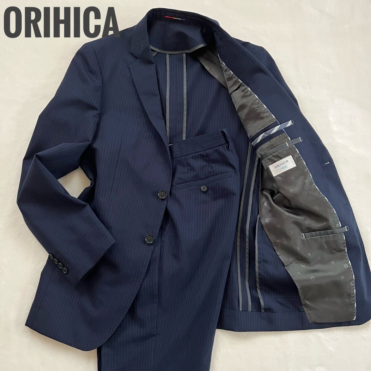ORIHICA オリヒカ ストラップ柄スーツセットアップ ネイビー Y6 春、夏の画像1