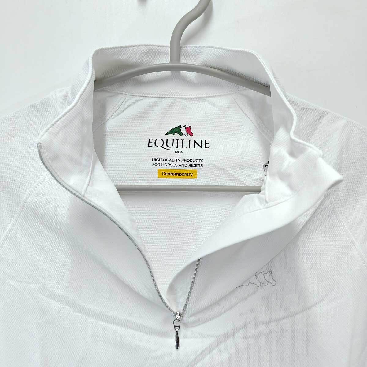 [ used ]eki line POLO ANTIUV L/S AMALIA half Zip long sleeve stretch shirt EQUILINE S white lady's 