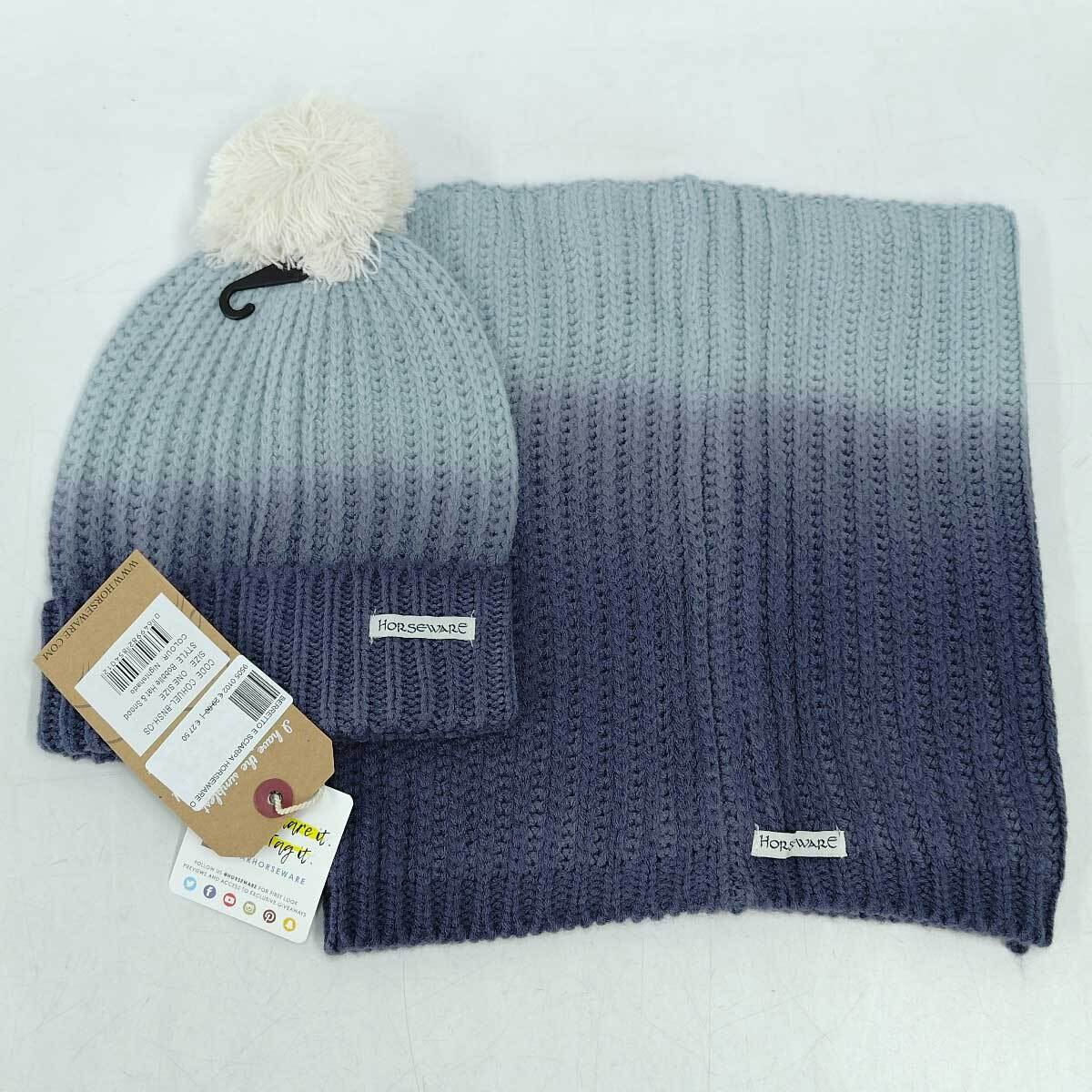 [ used * unused goods ][2 point set ] HORSEWARE knitted cap Beanie knit cap neck warmer horse riding lady's 