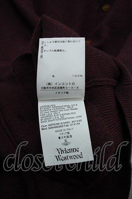 Vivienne Westwood /カラーオーブ刺繍カーディガン ヴィヴィアンウエストウッド S ボルドー 【中古】 S-24-03-31-030-ts-AS-ZS_画像4