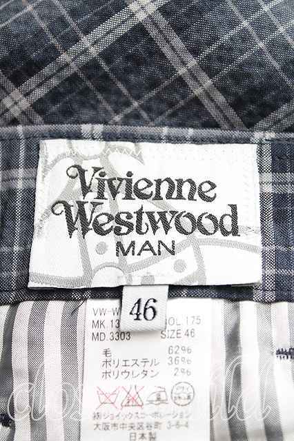 【USED】Vivienne Westwood MAN チェックパンツ ヴィヴィアンウエストウッド ビビアン 46 灰 H-23-12-03-040-pa-IN-ZH_画像3