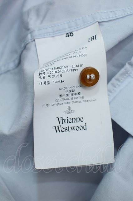 【USED】Vivienne Westwood //ボタンダウンシャツ ヴィヴィアンウエストウッド ビビアン48 ライトブルー S-24-03-31-037-bl-YM-ZS_画像4