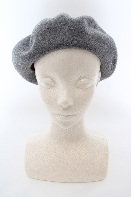 【USED】Vivienne Westwood オーブ刺繍ベレー帽 ヴィヴィアンウエストウッド ビビアンS~M グレー O-24-04-21-070-ha-IG-OS_画像4