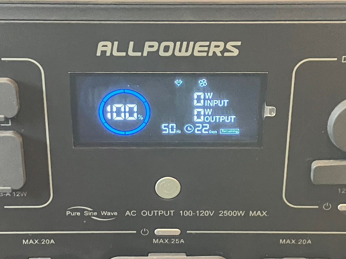 A/204 通電OK ALLPOWERS オールパワーズ ポータブル電源 R2500 車中泊 アウトドア キャンプの画像3