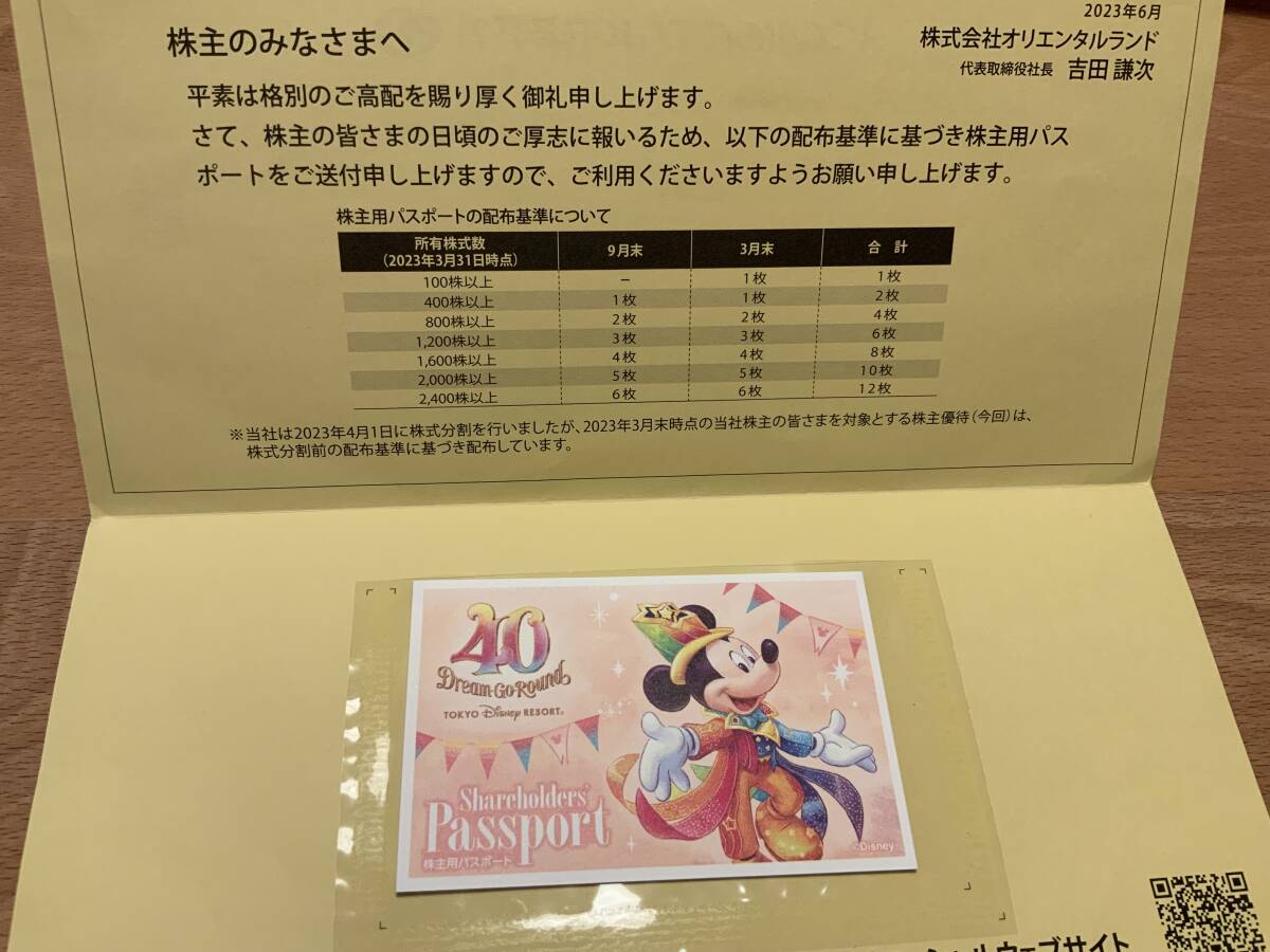 送料無料　東京ディズニーリゾート　オリエンタルランド　株主優待券 1枚　チケット　パスポート _画像1