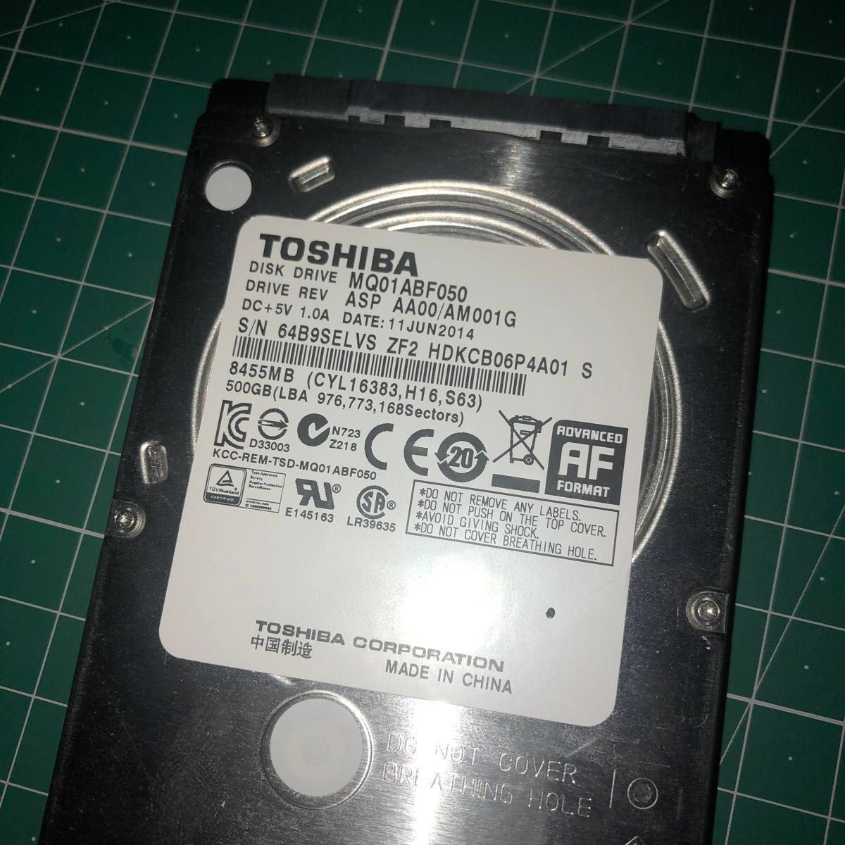 ⑤⑥東芝HDD× 8台　MQ01ABF050  TOSHIBA SATA 500GB 2.5インチ　正常判定と注意判定　テスト済み