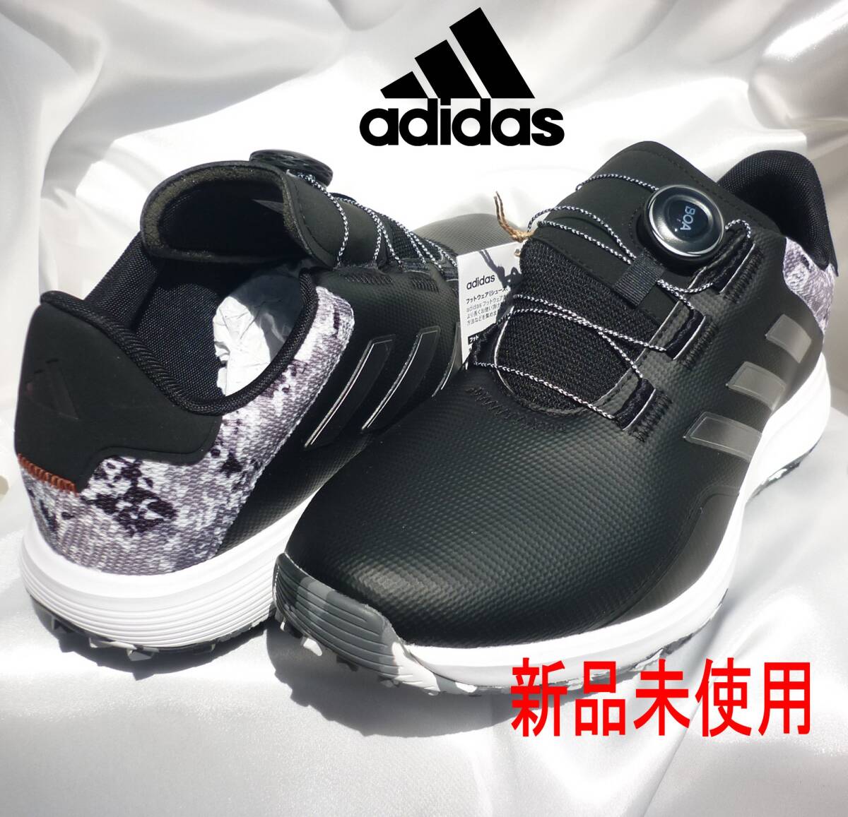  new goods regular goods free shipping *26cm Adidas boa dial black men's golf shoes wide width spike less waterproof 