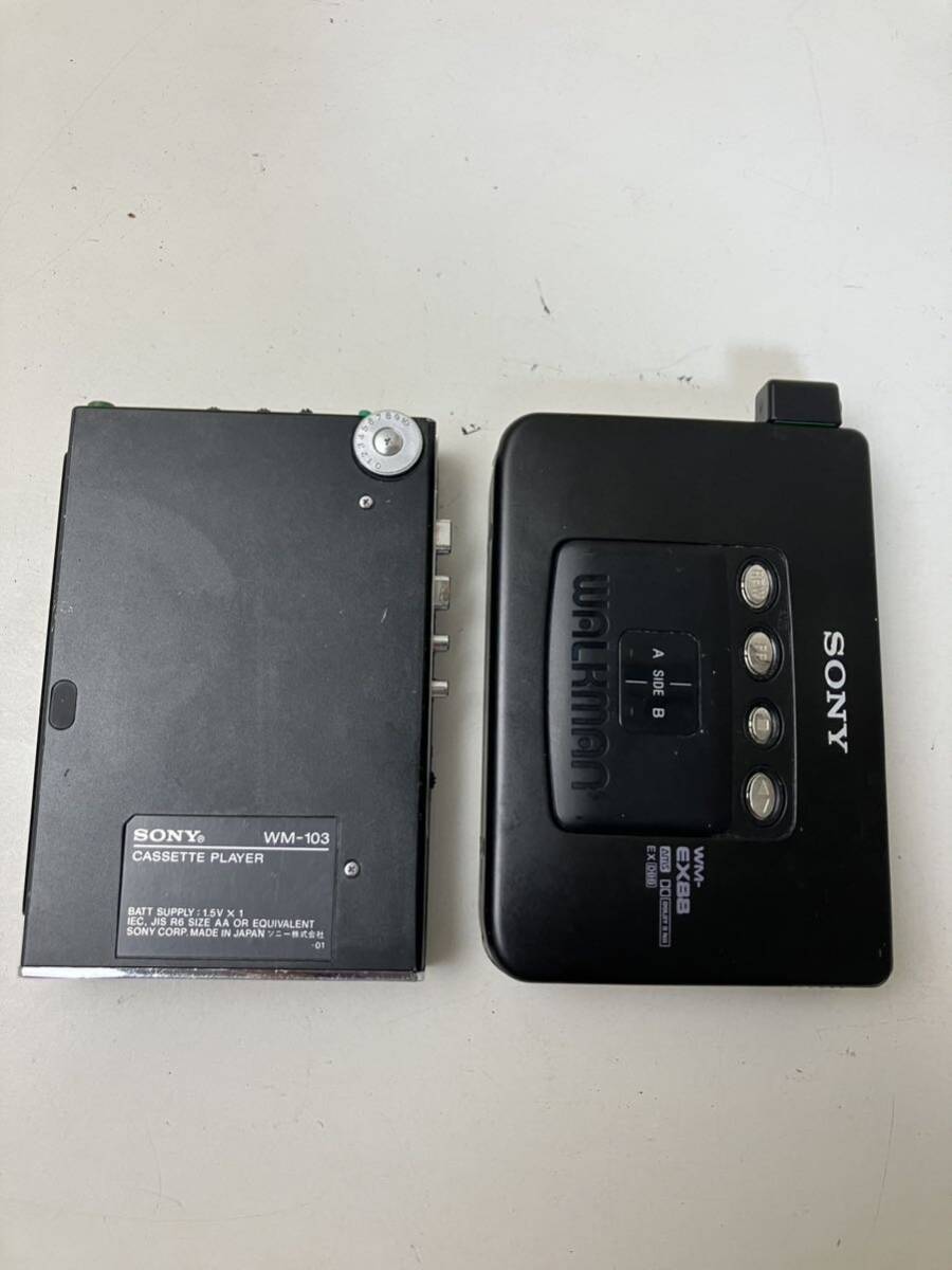 SONY WALKMAN WM-103,WM-EX88 together 2 pcs Junk 