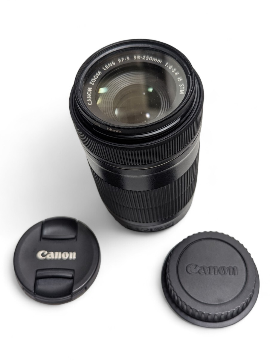 Canon キャノン ZOOM LENS EF-S 55-250mm 1:4-5.6 IS STM レンズ 動作未確認 現状品 ジャンク品/1円〜_画像1