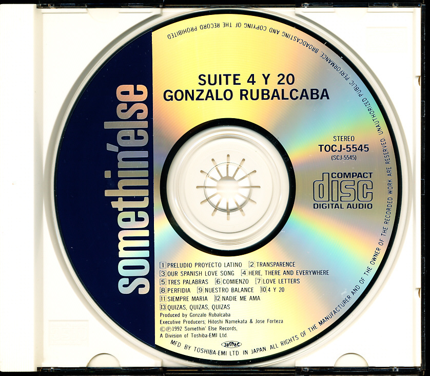 国内盤 ゴンサロ・ルバルカバ/Gonzalo Rubalcaba - Suite 4 Y 20　4枚同梱可能　a4B000064TKF_画像3