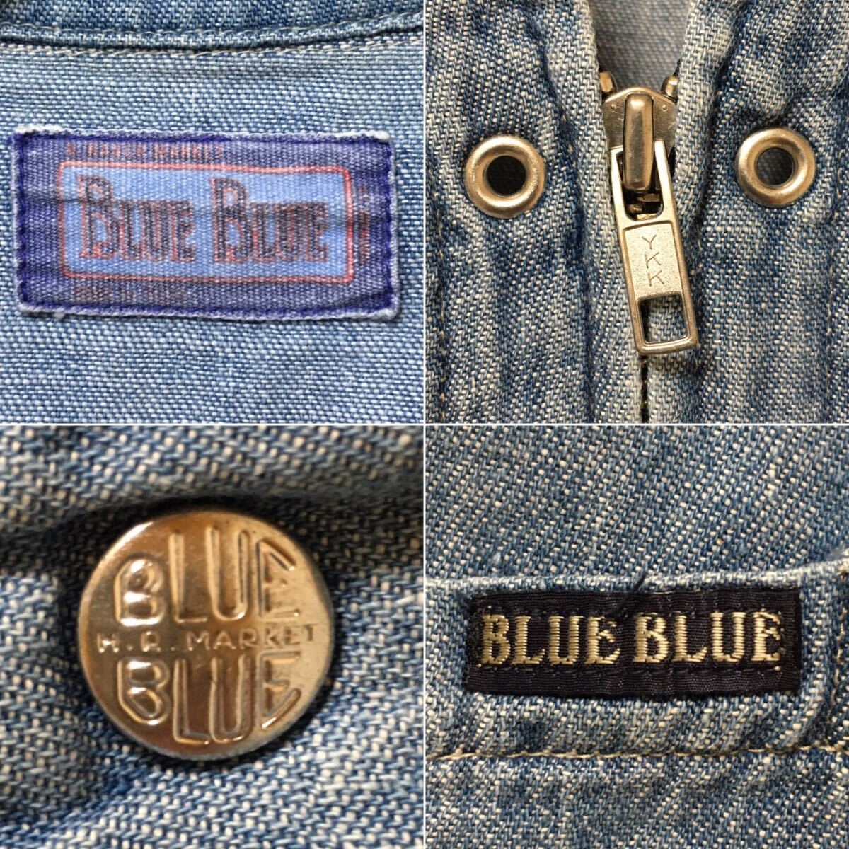 送料込 日本製 BLUE BLUE ハリウッドランチマーケット 半袖 ジップフロント シャツジャケット USED 聖林公司 ハリラン HRM made in JAPANの画像7
