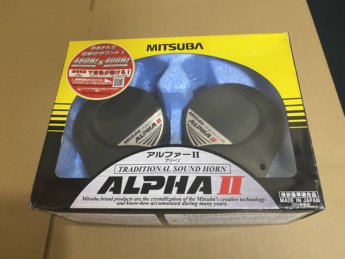 MITSUBA　ミツバ　ALPHAⅡ　アルファー２　アルファーホーン　グリーン　中古品　未使用配線キット付き_画像1